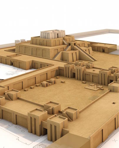 Reconstruction of the ziggurat at Uruk dedicated to the goddess Inanna